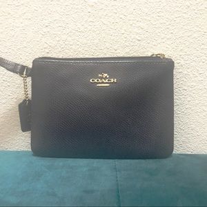 Navy Blue Leather Coach Wristlet